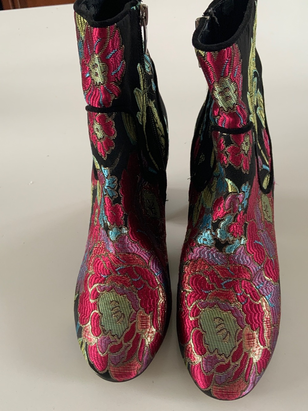 Marc Fisher Floral Brocade Ankle Boots - Pink Multi